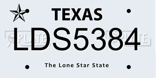 LDS5384 Texas License Plate