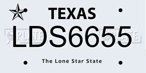 LDS6655 Texas License Plate
