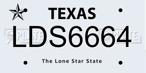 LDS6664 Texas License Plate
