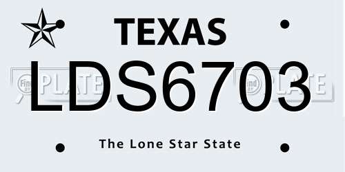 LDS6703 Texas License Plate