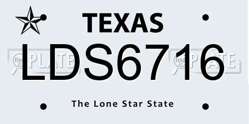 LDS6716 Texas License Plate
