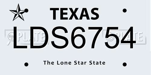 LDS6754 Texas License Plate