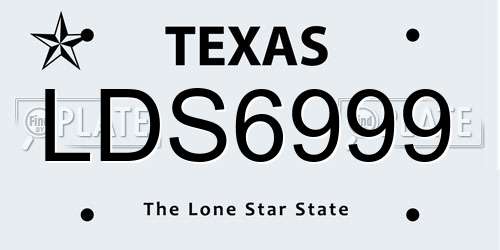 LDS6999 Texas License Plate