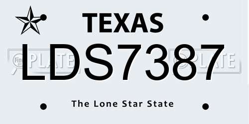 LDS7387 Texas License Plate