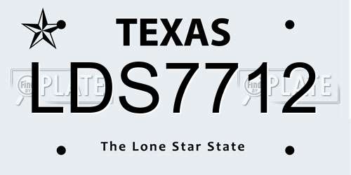 LDS7712 Texas License Plate