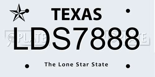 LDS7888 Texas License Plate