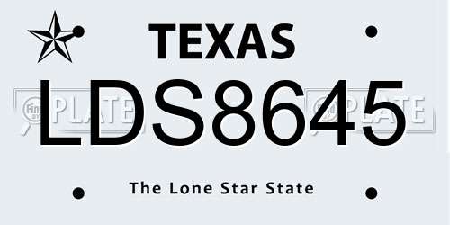 LDS8645 Texas License Plate