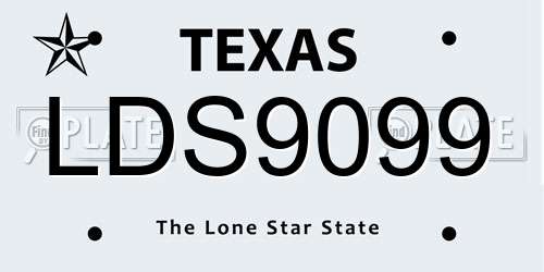 LDS9099 Texas License Plate