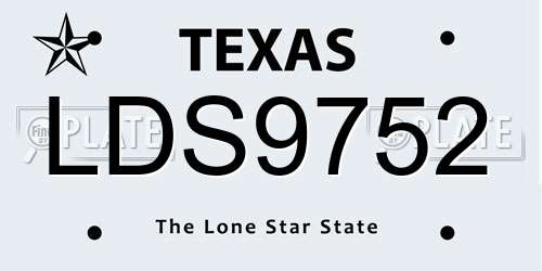 LDS9752 Texas License Plate