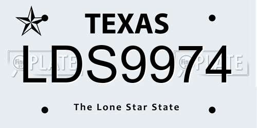 LDS9974 Texas License Plate