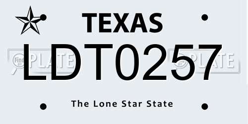 LDT0257 Texas License Plate