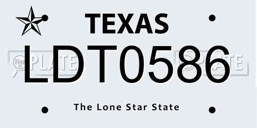 LDT0586 Texas License Plate