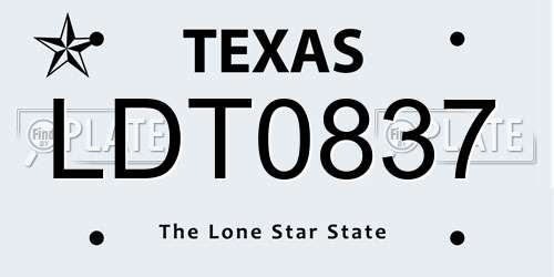LDT0837 Texas License Plate