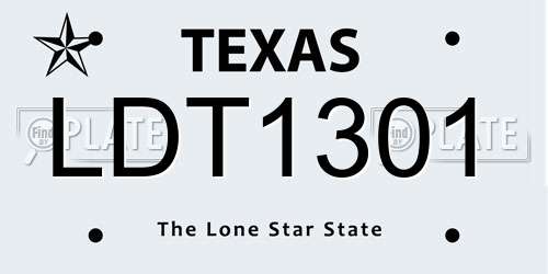 LDT1301 Texas License Plate