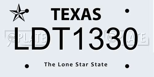 LDT1330 Texas License Plate