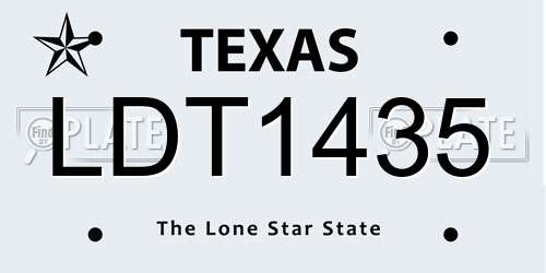 LDT1435 Texas License Plate