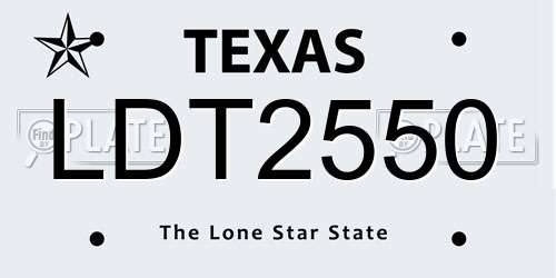 LDT2550 Texas License Plate