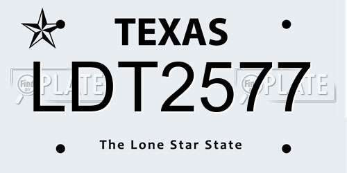 LDT2577 Texas License Plate