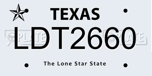 LDT2660 Texas License Plate