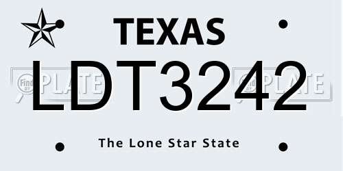 LDT3242 Texas License Plate