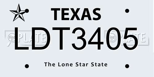 LDT3405 Texas License Plate