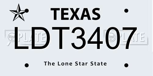 LDT3407 Texas License Plate