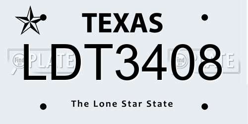 LDT3408 Texas License Plate