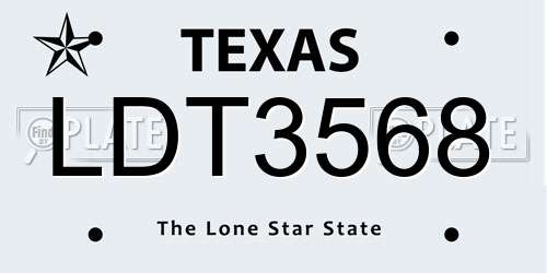 LDT3568 Texas License Plate