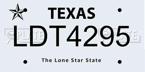 LDT4295 Texas License Plate