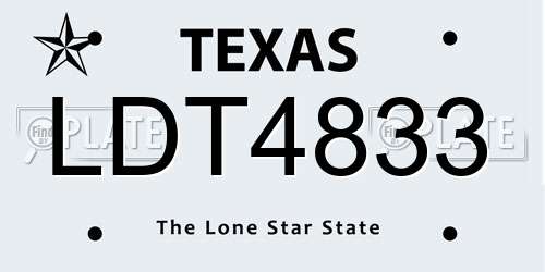 LDT4833 Texas License Plate