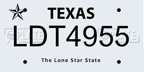 LDT4955 Texas License Plate