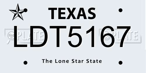 LDT5167 Texas License Plate