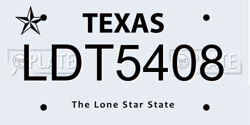 LDT5408 Texas License Plate