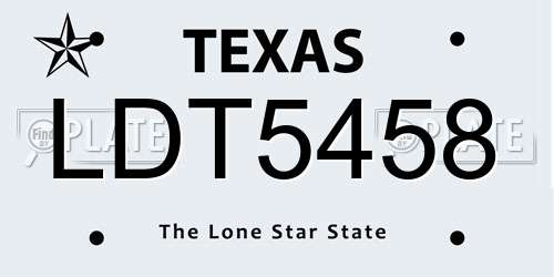 LDT5458 Texas License Plate
