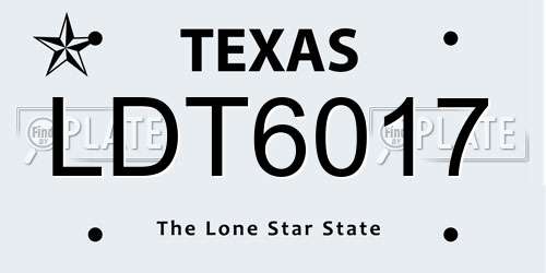 LDT6017 Texas License Plate