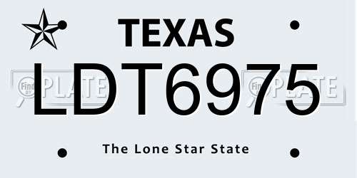 LDT6975 Texas License Plate