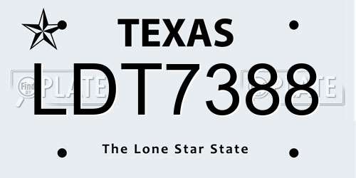 LDT7388 Texas License Plate