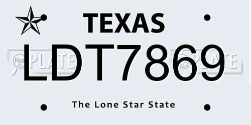 LDT7869 Texas License Plate