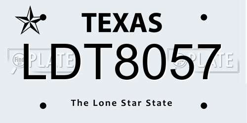 LDT8057 Texas License Plate
