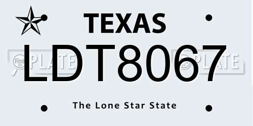 LDT8067 Texas License Plate