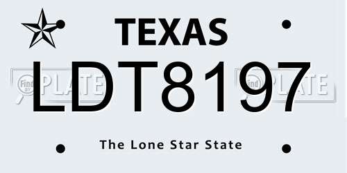 LDT8197 Texas License Plate
