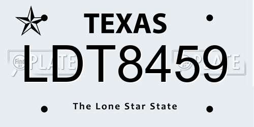 LDT8459 Texas License Plate