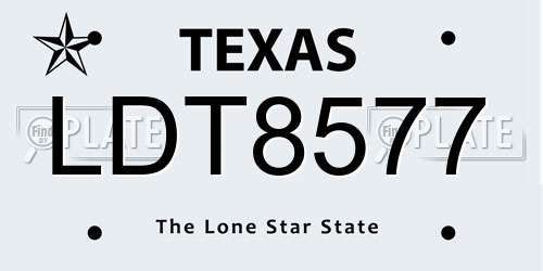 LDT8577 Texas License Plate