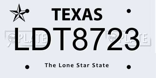 LDT8723 Texas License Plate
