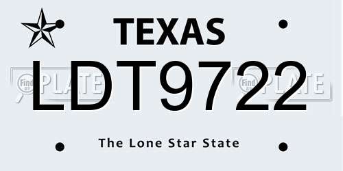 LDT9722 Texas License Plate