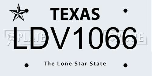 LDV1066 Texas License Plate