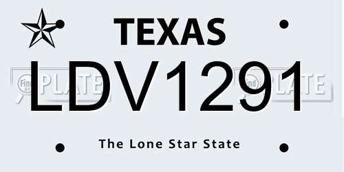 LDV1291 Texas License Plate