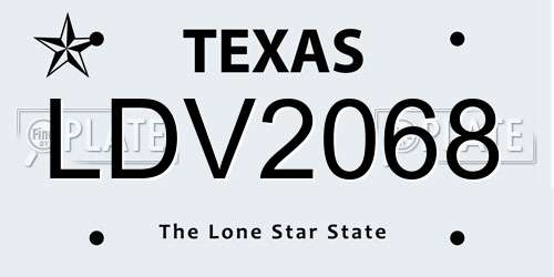 LDV2068 Texas License Plate