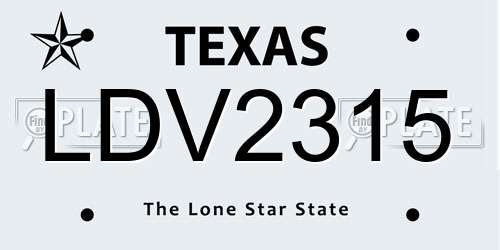 LDV2315 Texas License Plate