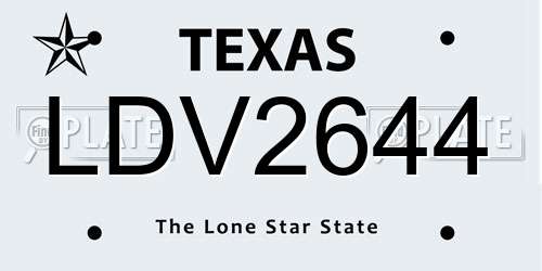 LDV2644 Texas License Plate